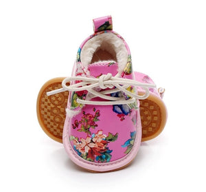 Newborn Winter New Style Print Flower PU leather Crib Footwear Infant Shoes First Walkers Fleece Warm Snow Boots