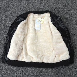 Kids jacket Boys Coats Autumn Spring PU Leather Jacket Children's Plus Velvet Warming Cotton Outerwear Baby Boys Thin  Clothing