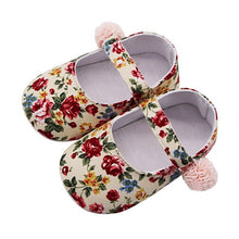 Load image into Gallery viewer, Floral Newborn Baby Prewalker Soft Soled Anti-slip Shoes Footwear Classic Princess Girl Crib Mary Jane Flower Shoes