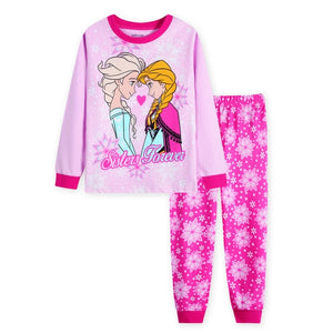 New Girls Horse Pajamas Kids Princess ANNA ELSA Sleepwear Children  Cartoon Clothing Set Baby Long Sleeve Pijamas Home Clothing