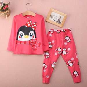 Autumn Winter Warm Kids Baby Girls Pajama Set Two Pieces Sleepwear Nightwear Pajamas Sets Tops and Long Pants Outfits