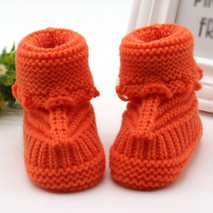 Handmade Newborn Baby Crib Shoes Infant Boys Girls Crochet Knit winter warm Booties Baby Shoes First Walkers Infant