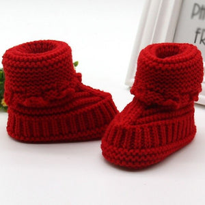 Handmade Newborn Baby Crib Shoes Infant Boys Girls Crochet Knit winter warm Booties Baby Shoes First Walkers Infant