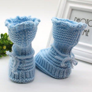 Handmade Newborn Baby Crib Shoes Infant Boys Girls Crochet Knit winter warm Booties Baby Shoes First Walkers Infant