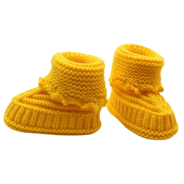 Handmade Newborn Baby Crib Shoes Infant Boys Girls Crochet Knit winter warm Booties Baby Shoes First Walkers Infant