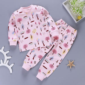 2019 New Baby Kids Pajamas Sets Cotton Long Sleeved Tshirt+pant Cartoon Girl Clothing Autumn 2pcs Sleepwear Suit Pyjama Trousers