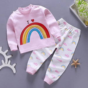 2019 New Baby Kids Pajamas Sets Cotton Long Sleeved Tshirt+pant Cartoon Girl Clothing Autumn 2pcs Sleepwear Suit Pyjama Trousers