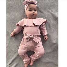 Load image into Gallery viewer, 0-2Y Toddler Newborn Infant Baby Girls Clothing Set Autumn Long Sleeve Romper + Bow Ruffles Pants Outfits Baby Girls Costumes