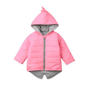 1-7T Kids Toddler Baby Girl Boy Hoodie Zipper Winter Thick Coat Warm Jacket 3D Dinosaur Outwear Coats Jackets