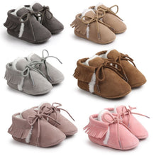 Load image into Gallery viewer, Baby Girl First Walkers Baby Moccasins Soft Soled Non-slip Footwear With Fringe Toddler Infant Crib Shoes PU Suede Leather Shoes