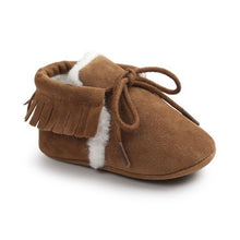 Load image into Gallery viewer, Baby Girl First Walkers Baby Moccasins Soft Soled Non-slip Footwear With Fringe Toddler Infant Crib Shoes PU Suede Leather Shoes