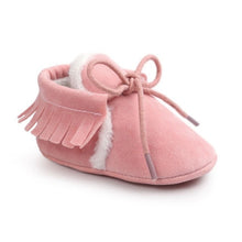 Load image into Gallery viewer, Baby Girl First Walkers Baby Moccasins Soft Soled Non-slip Footwear With Fringe Toddler Infant Crib Shoes PU Suede Leather Shoes