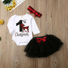 Load image into Gallery viewer, My 1st Christmas Pudcoco Brand newborn Girl Long Sleeve Bodysuit Tutu Skirts 2PCS Fall Xmas Outfits Baby Clothing