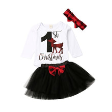 Load image into Gallery viewer, My 1st Christmas Pudcoco Brand newborn Girl Long Sleeve Bodysuit Tutu Skirts 2PCS Fall Xmas Outfits Baby Clothing