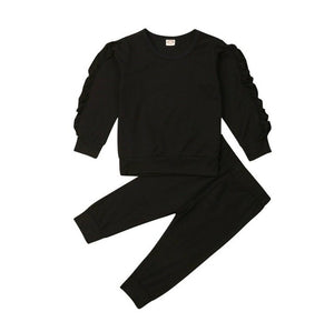 Newborn Infant Baby Girls Ruffle T-Shirt Tops Leggings Pants 2Pcs Outfits Set Clothes Long Sleeve Autumn Winter Warm Clothing