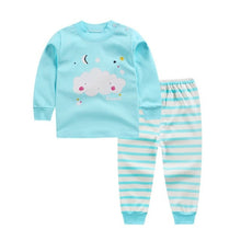 Load image into Gallery viewer, 10 colors 2pcs/set kids pajamas set girls baby boys clothes top+pants cotton baby pajamas sleepwear