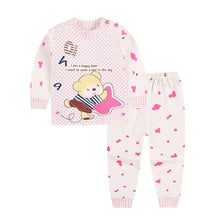 Load image into Gallery viewer, 10 colors 2pcs/set kids pajamas set girls baby boys clothes top+pants cotton baby pajamas sleepwear