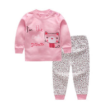 Load image into Gallery viewer, 10 colors 2pcs/set kids pajamas set girls baby boys clothes top+pants cotton baby pajamas sleepwear