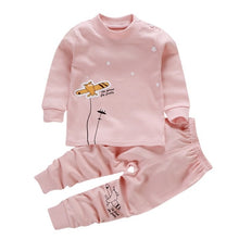 Load image into Gallery viewer, 10 colors 2pcs/set kids pajamas set girls baby boys clothes top+pants cotton baby pajamas sleepwear