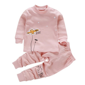 10 colors 2pcs/set kids pajamas set girls baby boys clothes top+pants cotton baby pajamas sleepwear