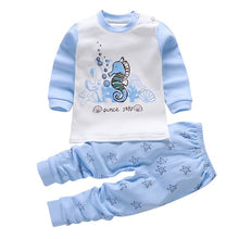 Load image into Gallery viewer, 10 colors 2pcs/set kids pajamas set girls baby boys clothes top+pants cotton baby pajamas sleepwear