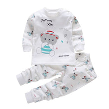 Load image into Gallery viewer, 10 colors 2pcs/set kids pajamas set girls baby boys clothes top+pants cotton baby pajamas sleepwear