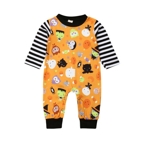 Imcute Newborn Baby Boy Girl Halloween Clothes Long Sleeve Soft Cotton Romper Cartoon Print Jumpsuit Fall Holiday Outfit Clothes