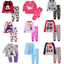 Load image into Gallery viewer, 2019 Christmas Children pyjamas Set Baby girl boys clothes pajamas Todder boys girls cartoon T-shirt+Pants 2pcs