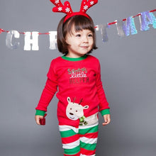 Load image into Gallery viewer, 2019 Christmas Children pyjamas Set Baby girl boys clothes pajamas Todder boys girls cartoon T-shirt+Pants 2pcs