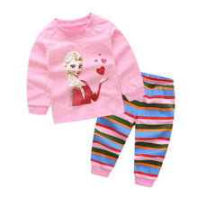 Load image into Gallery viewer, 2019 Christmas Children pyjamas Set Baby girl boys clothes pajamas Todder boys girls cartoon T-shirt+Pants 2pcs