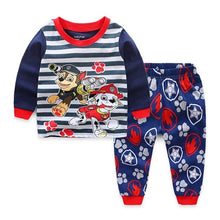 Load image into Gallery viewer, 2019 Christmas Children pyjamas Set Baby girl boys clothes pajamas Todder boys girls cartoon T-shirt+Pants 2pcs