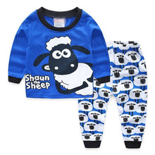 Load image into Gallery viewer, 2019 Christmas Children pyjamas Set Baby girl boys clothes pajamas Todder boys girls cartoon T-shirt+Pants 2pcs