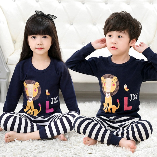 Kids Pajamas Autumn Boys Girls Sleepwear Nightwear Baby Infant Clothes Animal Cartoon Pajama Sets Cotton Children's Pyjamas