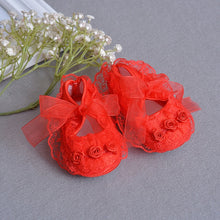 Load image into Gallery viewer, Newborn Baby Girl Shoes Lace Flower Soft Soled First Walker Infant Toddler Branded Booties Shoes for Girls Christening Baptism
