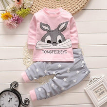Load image into Gallery viewer, Baby Girl Clothing Set Cartoon Cat Clothing Long Sleeve T Shirt + Pants Suits Infant Pink Outfit