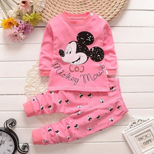 Load image into Gallery viewer, Baby Girl Clothing Set Cartoon Cat Clothing Long Sleeve T Shirt + Pants Suits Infant Pink Outfit