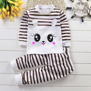 Baby Girl Clothing Set Cartoon Cat Clothing Long Sleeve T Shirt + Pants Suits Infant Pink Outfit