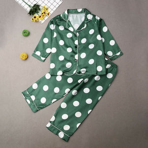 Boys Girls Kids Pajama Sets Cartoon Dot Long Sleeve T-Shirt Tops With Pants Toddler Baby Sleeping Clothes Pijamas Sleepwear