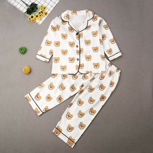 Boys Girls Kids Pajama Sets Cartoon Dot Long Sleeve T-Shirt Tops With Pants Toddler Baby Sleeping Clothes Pijamas Sleepwear