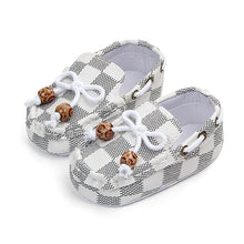 Load image into Gallery viewer, Baby Shoes Canvas Boy Classical Toddler First Walker Soft Sole Crib Shoes Newborn Sapatos Lace-up Checkered Shoes Moccansins