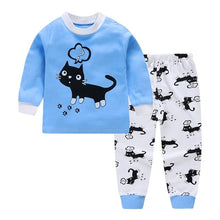 Load image into Gallery viewer, Kids Boys Pajama Sets Cartoon Print Long Sleeve O-Neck Cute T-Shirt Tops with Pants Baby Girls Child Autumn Sleeping Clothes