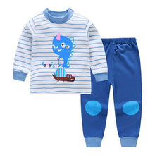 Load image into Gallery viewer, Kids Boys Pajama Sets Cartoon Print Long Sleeve O-Neck Cute T-Shirt Tops with Pants Baby Girls Child Autumn Sleeping Clothes