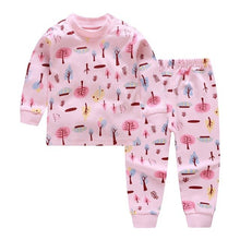 Load image into Gallery viewer, Kids Boys Pajama Sets Cartoon Print Long Sleeve O-Neck Cute T-Shirt Tops with Pants Baby Girls Child Autumn Sleeping Clothes