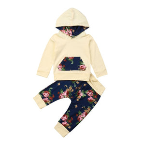 0-2T Newborn Baby Girls Autumn/Winter Clothes Set Tops Floral Trousers 3Pcs Outfit Set