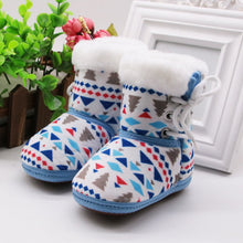 Load image into Gallery viewer, Winter Warm Baby Print Boots Toddler Lace Up First Walkers baby Girls Boys All-match Shoes Soft Sole Winter Booties for 0-18M