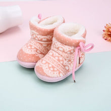 Load image into Gallery viewer, Winter Warm Baby Print Boots Toddler Lace Up First Walkers baby Girls Boys All-match Shoes Soft Sole Winter Booties for 0-18M