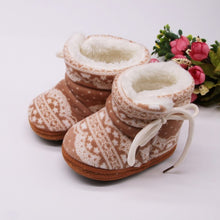 Load image into Gallery viewer, Winter Warm Baby Print Boots Toddler Lace Up First Walkers baby Girls Boys All-match Shoes Soft Sole Winter Booties for 0-18M