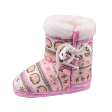 Load image into Gallery viewer, Winter Warm Baby Print Boots Toddler Lace Up First Walkers baby Girls Boys All-match Shoes Soft Sole Winter Booties for 0-18M