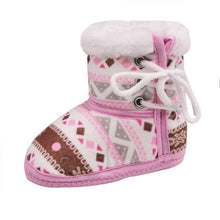 Load image into Gallery viewer, Winter Warm Baby Print Boots Toddler Lace Up First Walkers baby Girls Boys All-match Shoes Soft Sole Winter Booties for 0-18M