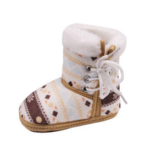 Load image into Gallery viewer, Winter Warm Baby Print Boots Toddler Lace Up First Walkers baby Girls Boys All-match Shoes Soft Sole Winter Booties for 0-18M